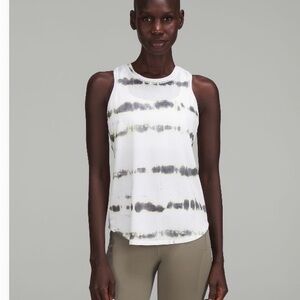 Lululemon Women's White and Gray Tie-Dye Tank Top - Size 4 - EUC